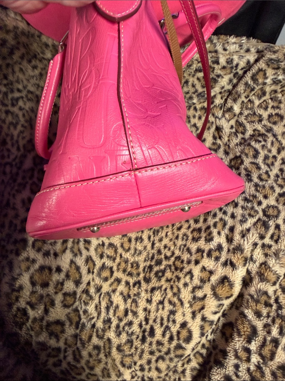 Dooney & Bourke Bright Pink Embossed Dome Satchel - Picture 5 of 8
